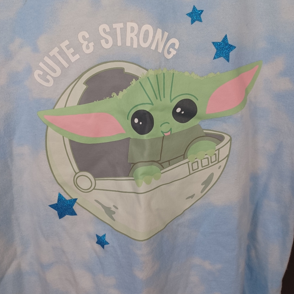 Star Wars Baby Yoda Kids Tie Dye Kids T-Shirt Blue Large 10-12 *LIGHT WEAR* - Picture 4 of 7